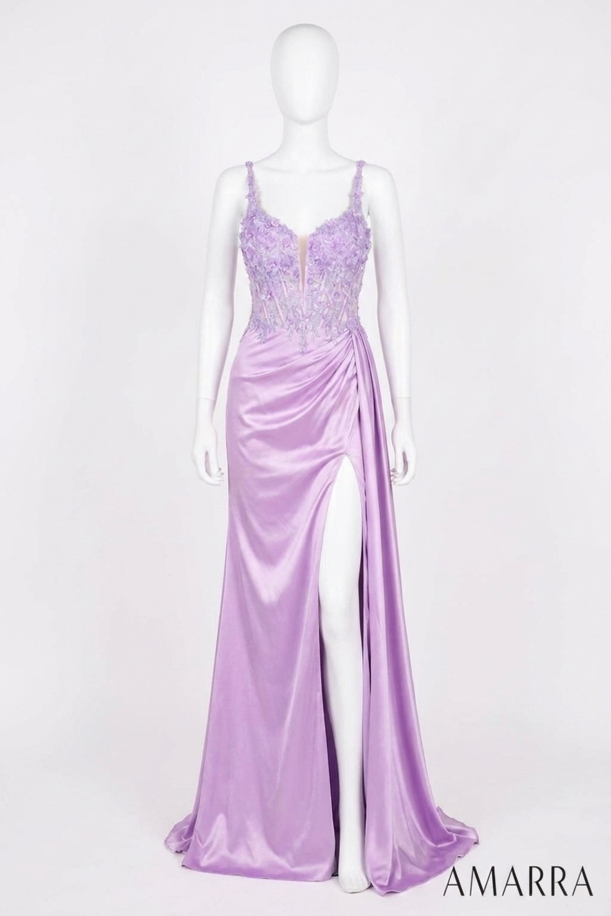 NEW AMARRA long prom gown with floral bodice in lilac